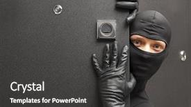  Presentation with ninja - Cool new presentation theme with ninja robber hiding behind backdrop and a dark gray colored foreground