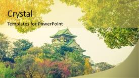  Presentation with ninja - PPT theme with ninja world - osaka castle in osaka japan background and a  colored foreground