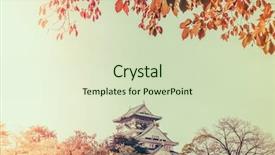  Presentation with osaka - Presentation design enhanced with ninja world - osaka castle in osaka japan background and a soft green colored foreground