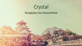  Presentation with ninja - PPT theme enhanced with ninja world - osaka castle in osaka japan background and a soft green colored foreground