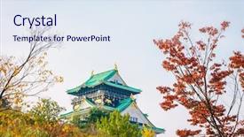  Presentation with ninja - PPT layouts enhanced with ninja world - osaka castle in osaka japan background and a  colored foreground