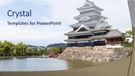  Presentation with traditional japan - Colorful PPT theme enhanced with ninja world - traditional matsumoto castle in japan backdrop and a  colored foreground