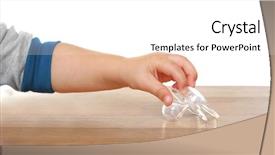  Presentation with trophy award hand holding - Colorful slides enhanced with nipples - child hand holding pacifier backdrop and a white colored foreground