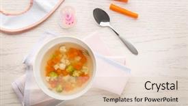  Presentation with soup - Theme enhanced with nipples - plate with tasty baby soup background and a lemonade colored foreground