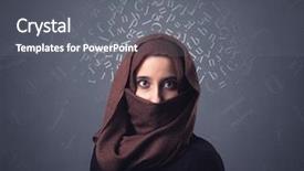  Presentation with arabian woman wearing hijab muslim - Presentation theme having niqab with white alphabet letters background and a  colored foreground