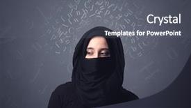  Presentation with muslim sufi history - Audience pleasing presentation consisting of niqab with white alphabet letters backdrop and a gray colored foreground