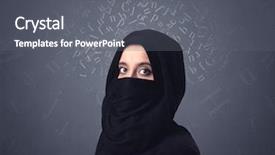  Presentation with muslim tombstone - Slide set featuring niqab with white alphabet letters background and a gray colored foreground
