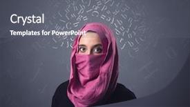  Presentation with woman muslim - Beautiful theme featuring niqab with white alphabet letters backdrop and a gray colored foreground