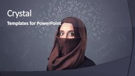  Presentation with muslim feminism - Amazing presentation theme having niqab with white alphabet letters backdrop and a gray colored foreground