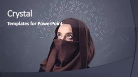  Presentation with muslim parenting - PPT theme with niqab with white alphabet letters background and a gray colored foreground