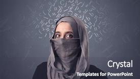  Presentation with muslim kidsanimasi - Presentation theme having niqab with white alphabet letters background and a dark gray colored foreground