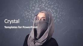  Presentation with woman muslim - Presentation theme with niqab with white alphabet letters background and a gray colored foreground