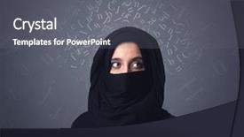  Presentation with history muslim - PPT layouts consisting of niqab with white alphabet letters background and a gray colored foreground