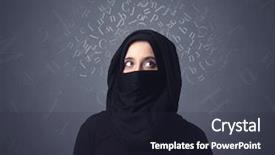  Presentation with arabic letters - Beautiful presentation design featuring niqab with white alphabet letters backdrop and a wine colored foreground