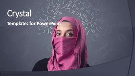  Presentation with arabic letters - Presentation design consisting of niqab with white alphabet letters background and a gray colored foreground
