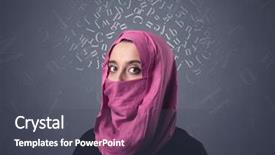  Presentation with arabic letters - Colorful slides enhanced with niqab with white alphabet letters backdrop and a dark gray colored foreground