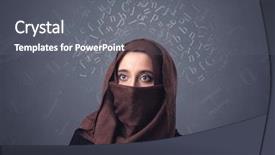 Presentation with arabic letters - Amazing PPT theme having niqab with white alphabet letters backdrop and a gray colored foreground