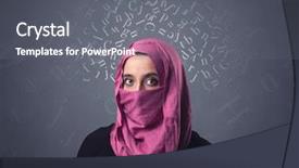  Presentation with arabic letters - Slides featuring niqab with white alphabet letters background and a gray colored foreground