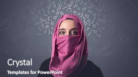  Presentation with arabic letters - PPT theme consisting of niqab with white alphabet letters background and a  colored foreground