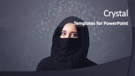  Presentation with islam anak muslim - Audience pleasing PPT theme consisting of niqab with white alphabet letters backdrop and a  colored foreground