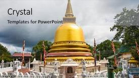  Presentation with five star hotel in sri lanka - Beautiful PPT theme featuring nirvana - golden pagoda in dambulla city backdrop and a light gray colored foreground