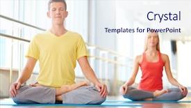  Presentation with lotus - PPT theme consisting of nirvana - relaxed guy meditating in pose background and a  colored foreground