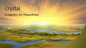  Presentation with sun rising over north america - PPT layouts having nisw sunset over delta river background and a yellow colored foreground