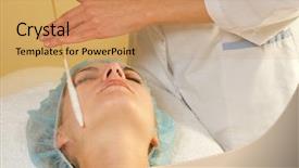  Presentation with spa salon - Audience pleasing PPT theme consisting of nitrogen - facial cryogenic massage in spa backdrop and a coral colored foreground