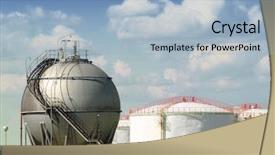  Presentation with oil tanks - Slide set with nitrogen - oil storage tanks background and a light blue colored foreground