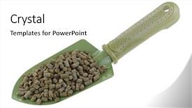  Presentation with fertilizer organic - Amazing PPT theme having nitrogen - shovel full of compressed organic backdrop and a white colored foreground