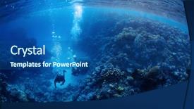  Presentation with divers - Amazing presentation theme having nitrogen - underwater shot of two divers backdrop and a ocean colored foreground