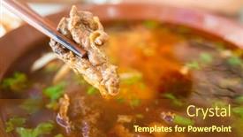  Presentation with taiwan - Audience pleasing PPT theme consisting of niu-rou-mian-taiwan-famous backdrop and a tawny brown colored foreground