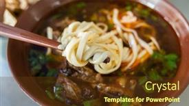  Presentation with taiwan - PPT layouts having niu-rou-mian-taiwan-famous background and a tawny brown colored foreground