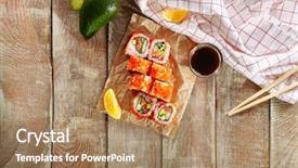  Presentation with california - Presentation having nkri - makizushi sushi roll california background and a coral colored foreground