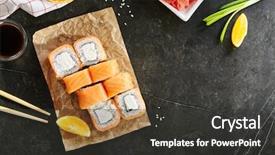  Presentation with philadelphia - Theme featuring nkri - nori maki philadelphia sushi rolls background and a dark gray colored foreground