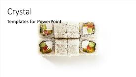  Presentation with cucumber cream - Theme having nkri - set of uramaki sushi background and a white colored foreground