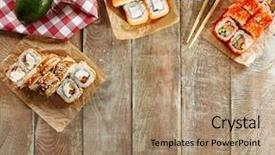  Presentation with set of sushi salmon - Audience pleasing PPT layouts consisting of nkri - various sushi set background frame backdrop and a coral colored foreground