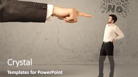  Presentation with employee - Slides enhanced with no - young employee disagreeing and arguing background and a gray colored foreground