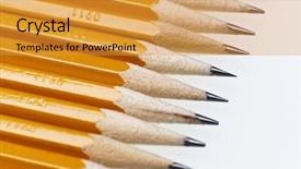  Presentation with graphite - PPT theme consisting of no 2 graphite pencils isolated on a white desk background and a gold colored foreground