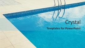  Presentation with outdoors - Presentation theme with no access - empty pool outdoors summer vacations background and a teal colored foreground