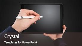  Presentation with empty - PPT layouts with no access - hand using tablet with no background and a  colored foreground