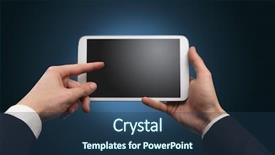  Presentation with empty - Slide set with no access - hand using tablet with no background and a ocean colored foreground