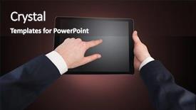  Presentation with empty - Slide deck with no access - hand using tablet with no background and a  colored foreground