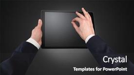  Presentation with empty - Theme having no access - hand using tablet with no background and a  colored foreground