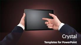  Presentation with empty - Colorful slide set enhanced with no access - hand using tablet with no backdrop and a wine colored foreground