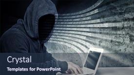  Presentation with code - Amazing theme having no face hacker and binary code backdrop and a navy blue colored foreground