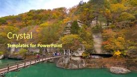  Presentation with cliff - Slide set with cliff river and canyon fukushima background and a tawny brown colored foreground