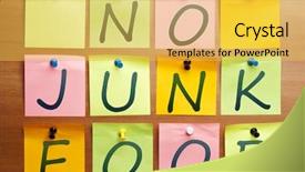  Presentation with junk food - PPT theme enhanced with no junk food words made background and a yellow colored foreground