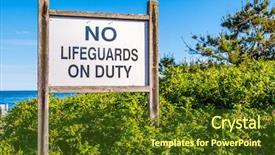  Presentation with long island ny - PPT theme with no lifeguards on duty sign background and a  colored foreground