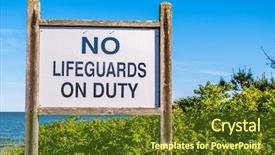 Presentation with long island ny - Cool new PPT theme with no lifeguards on duty sign backdrop and a  colored foreground